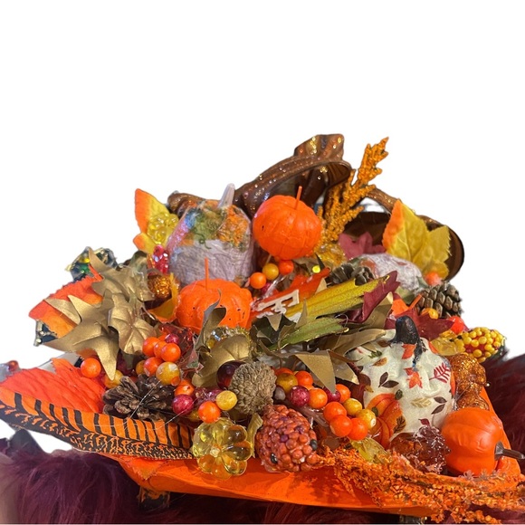 Fall Harvest Autumn Wagon with Pumpkins,Pine Cones & Leaves,Holiday Decor,New - Picture 4 of 4